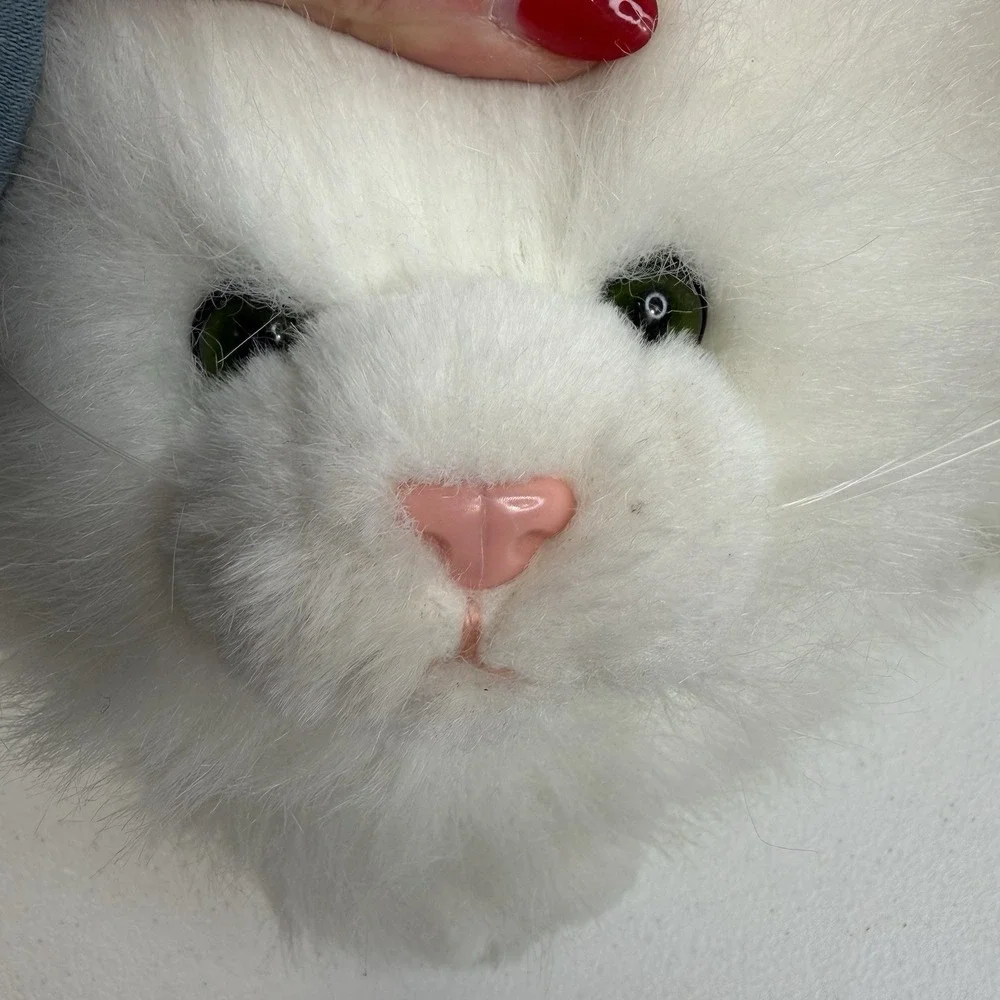 Vtg‎ Persian Green Eye Kitty Cat White Plush Fluffy Stuffed Russ Berrie Nikki